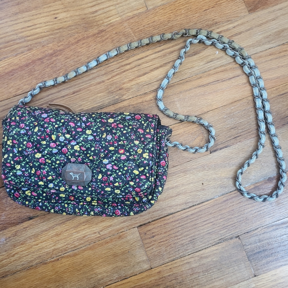 VICTORIA'S SECRET Ditsy Floral Small Crossbody Shoulder Bag Denim chain strap